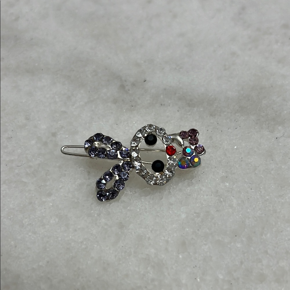 Purple Rhinestones Bunny Heart Hair Clip